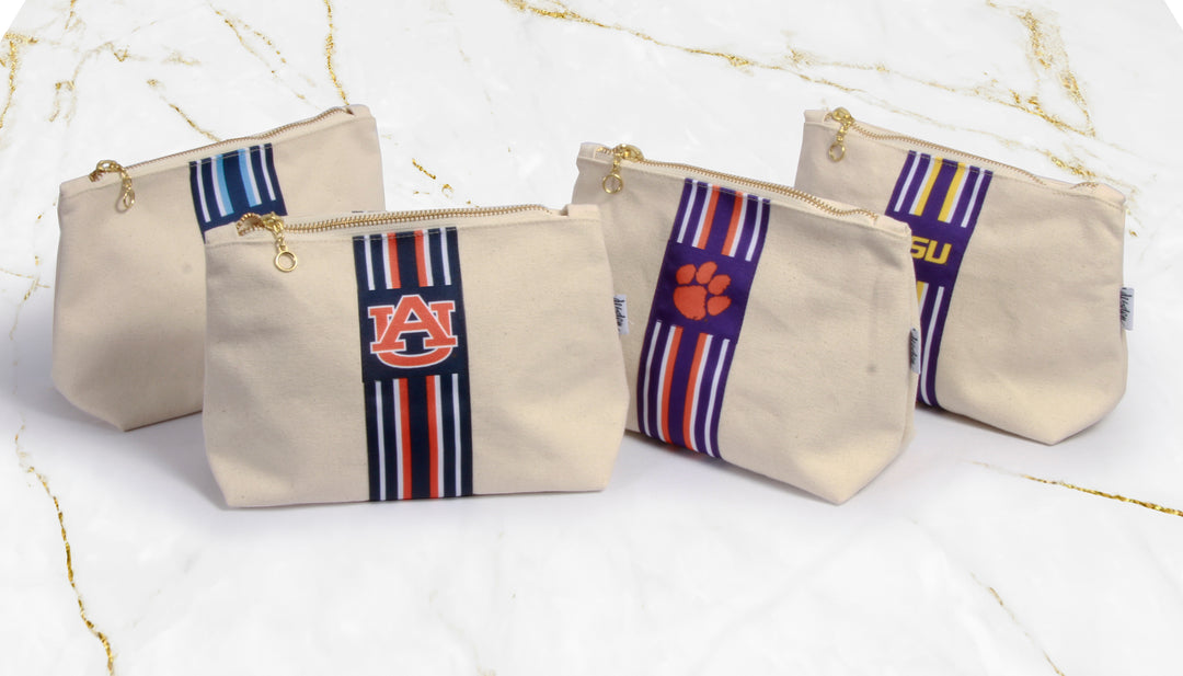 Canvas Pouch with Striped design.