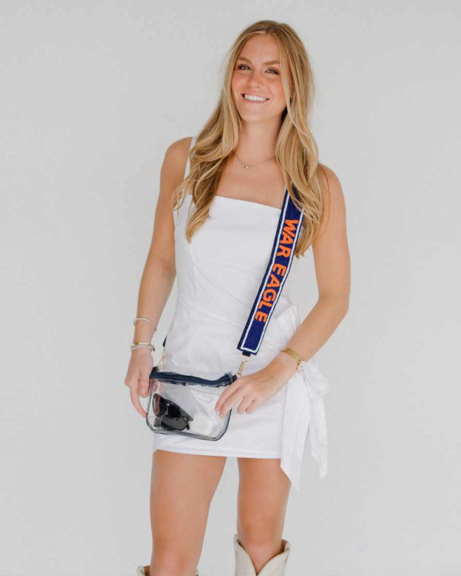 Desden Strap Auburn University War Eagle Beaded Purse Strap in Navy and Orange by Desden
