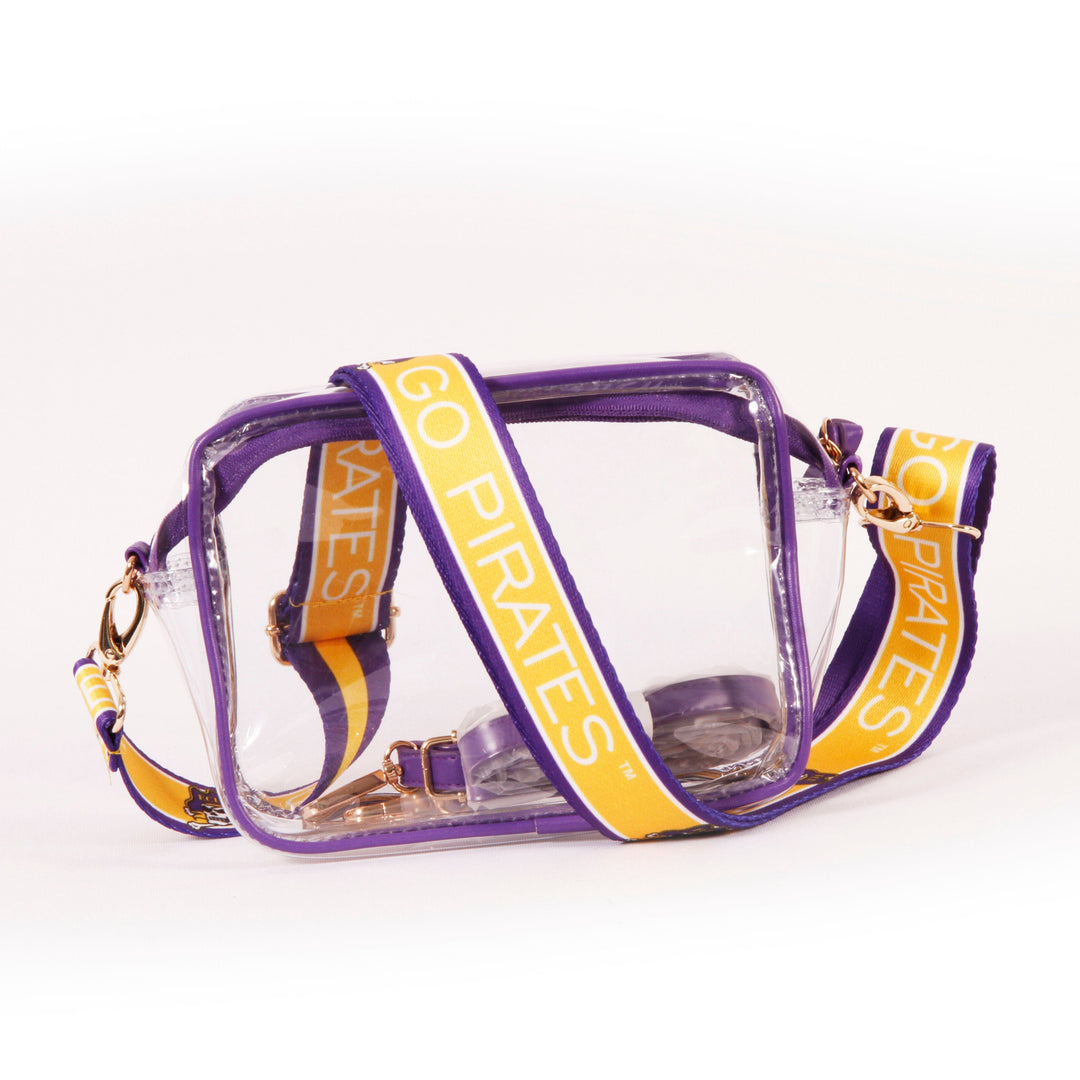 Desden Purse Bridget Clear Purse with Patterned Shoulder Straps - East Carolina