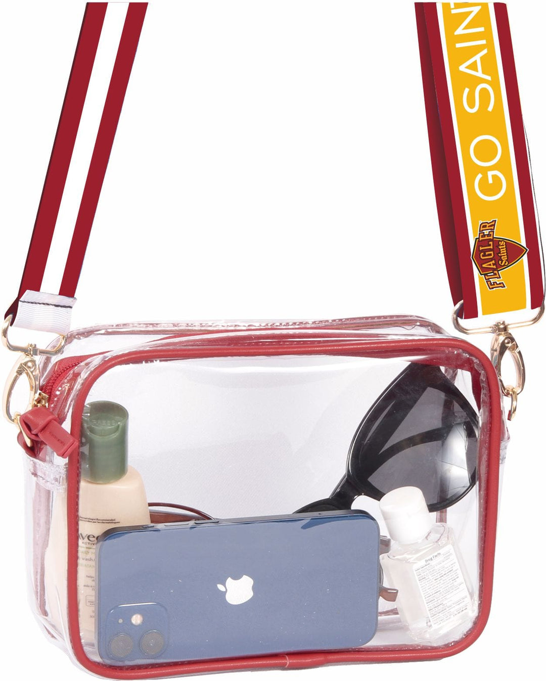 Desden Purse Bridget Clear Purse with Patterned Shoulder Straps - Flagler Saints