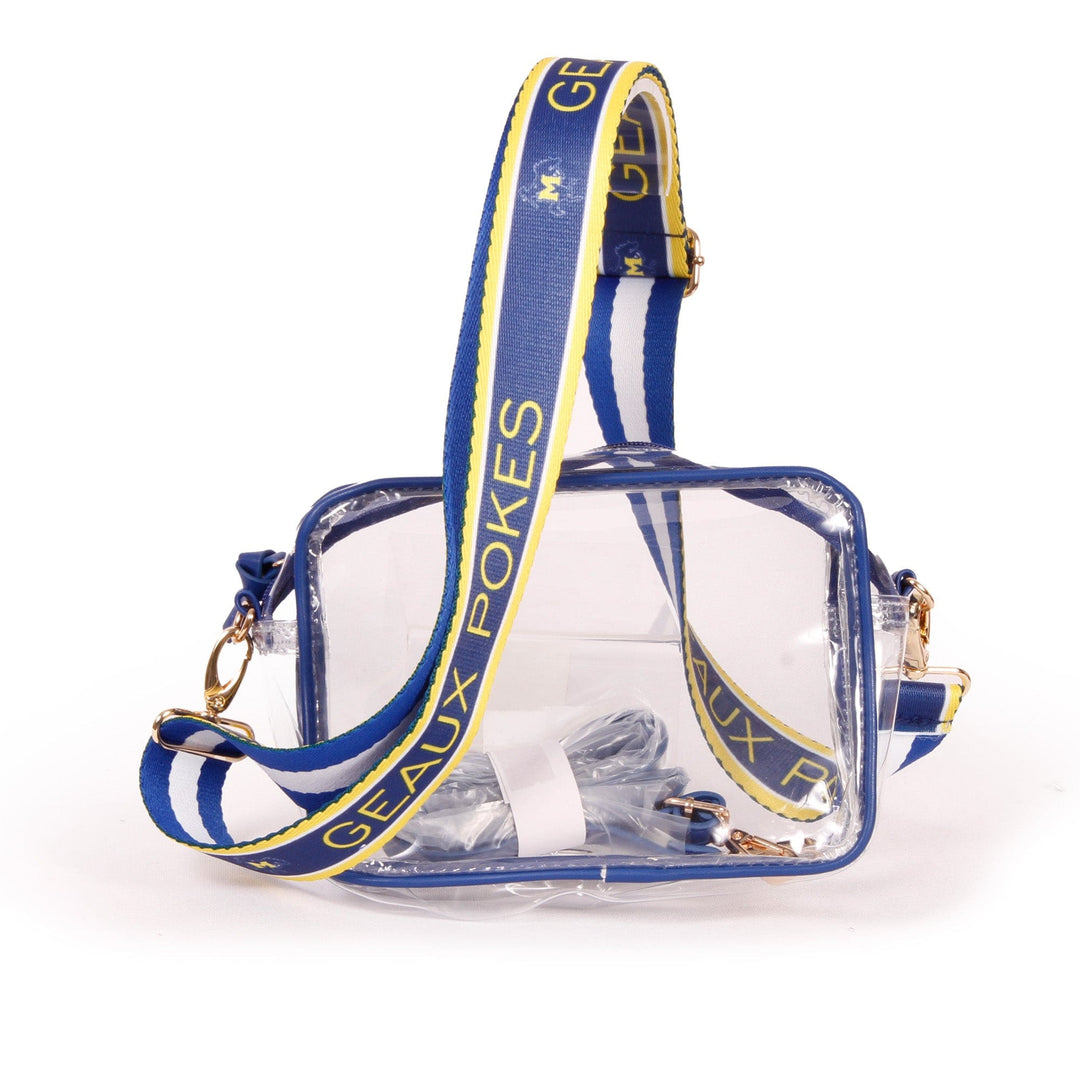Desden Purse Bridget Clear Purse with Patterned Shoulder Straps - McNeese State