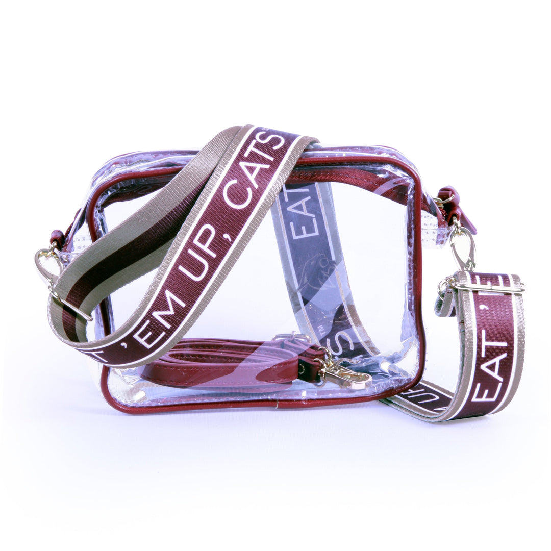 Desden Purse Bridget Clear Purse with Patterned Shoulder Straps - Texas State