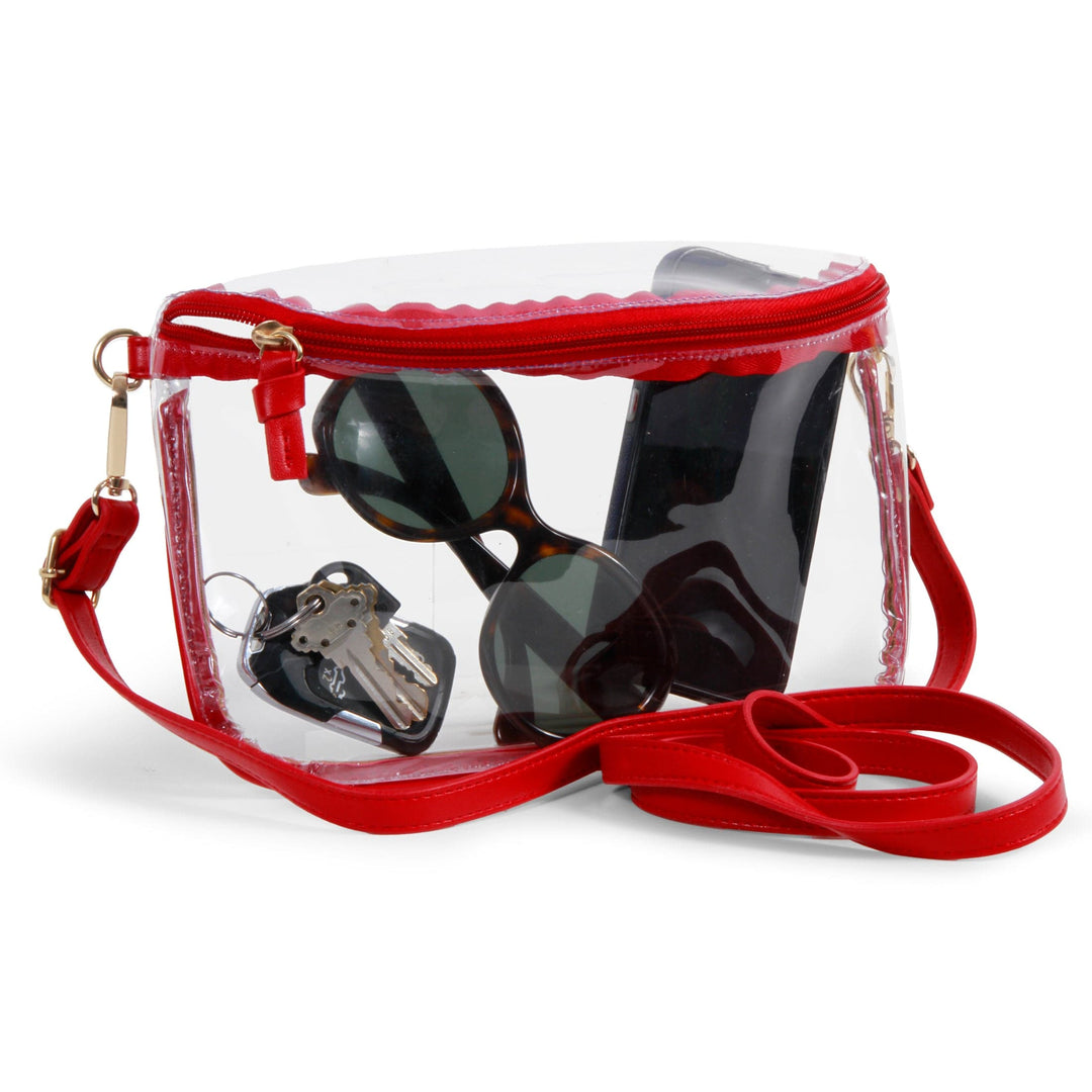 Desden Purse Bright Red Trimmed Clear Sling Purse by Desden