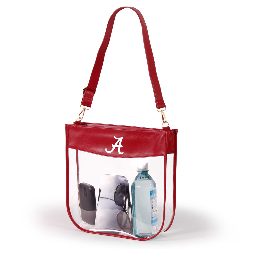 University of Alabama Large Clear Purse with Zipper in Crimson and White