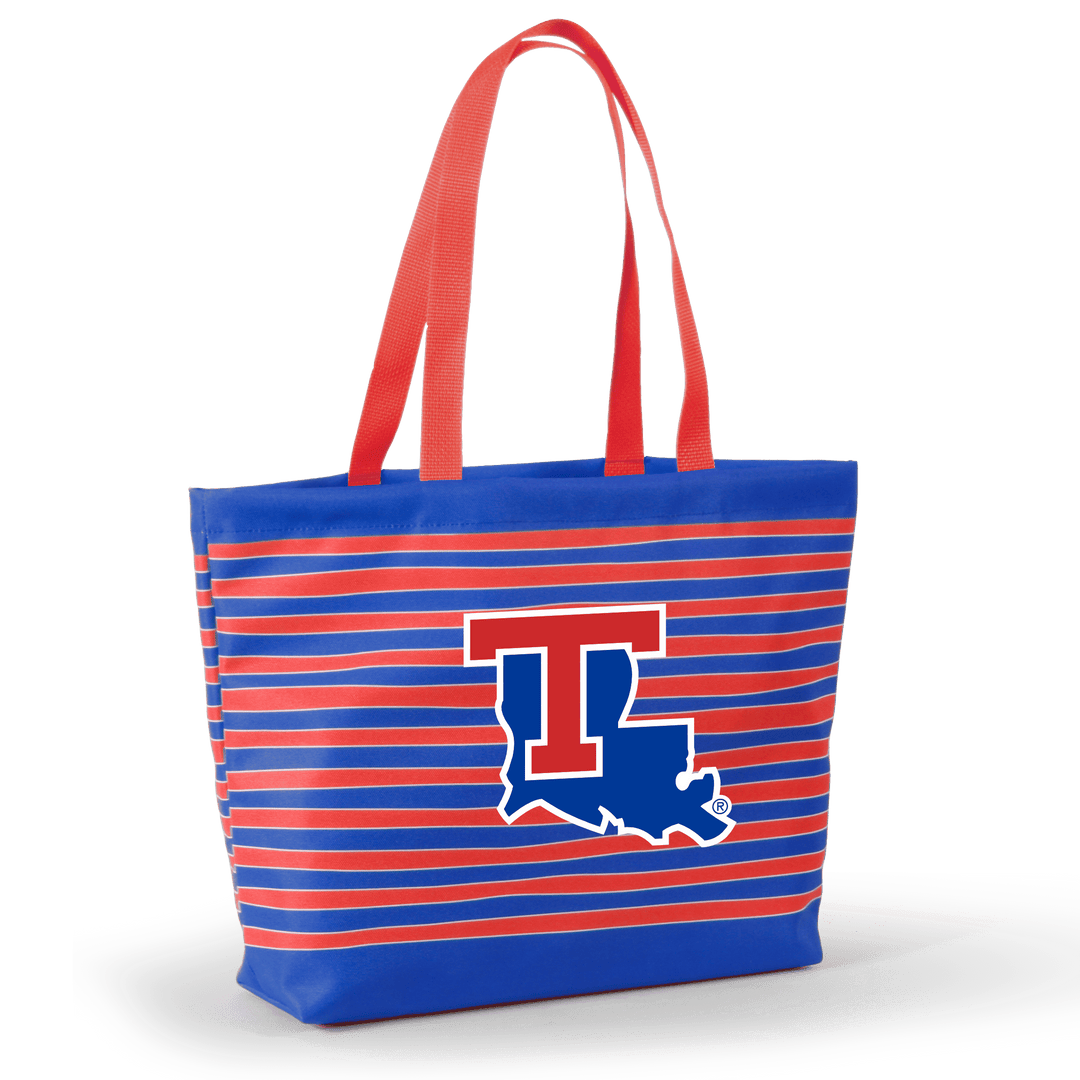 Desden Tote Default Value Louisiana Tech Tatum Tote Wavy Striped Tote  by Desden