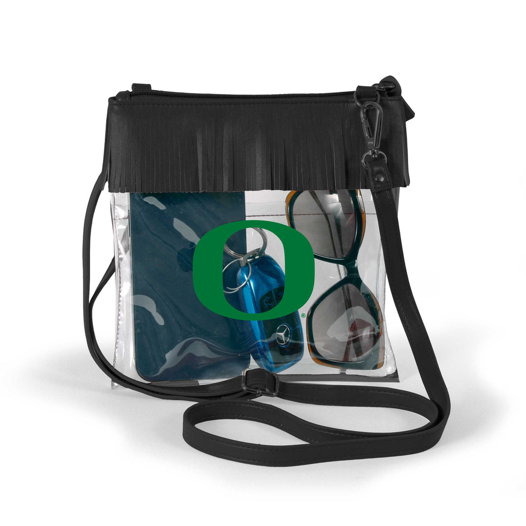 Desden Crossbody Default Value Oregon Ducks Clear crossbody with fringe by Desden