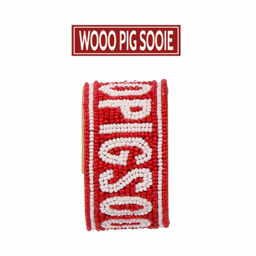 Desden Cuff Default Value PRE ORDER FOR SPRING DELIVERY 😀 Arkansas Razorbacks Beaded Cuff in Crimson and White by Desden