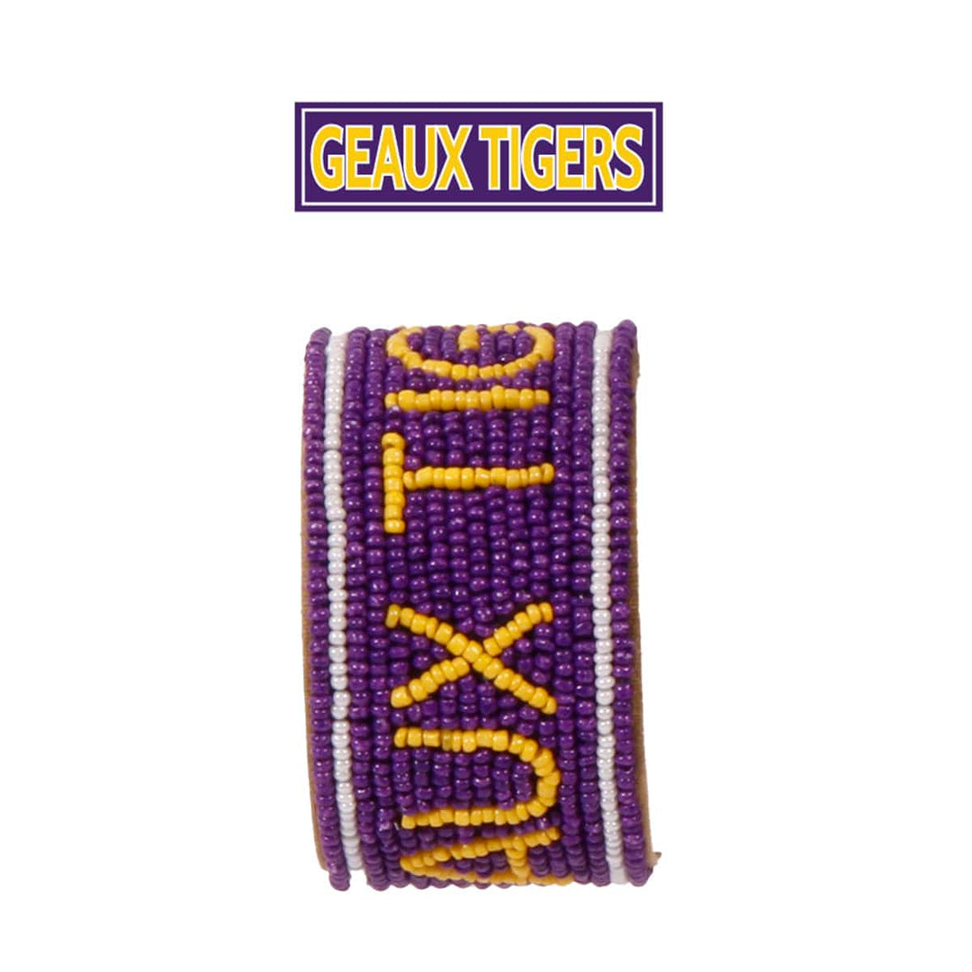 Desden Cuff Default Value PRE ORDER FOR SPRING DELIVERY 😀 LSU Geaux Tigers Beaded Cuff in Purple and Gold by Desden
