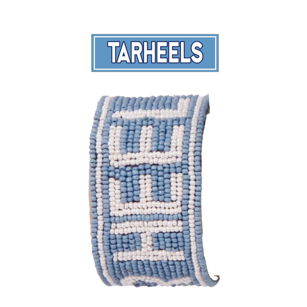 Desden Cuff Default Value PRE ORDER FOR SPRING DELIVERY ๐ North Carolina UNC Tarheels Beaded Cuff in Sky Blue and White Desden