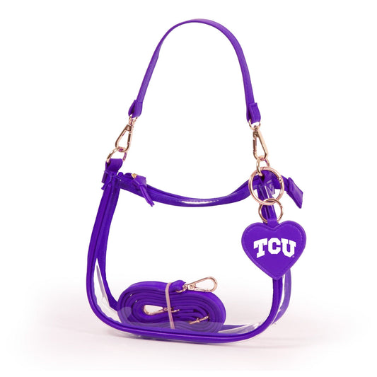 TCU Clara Clear Crossbody Purse, stadium-approved, officially licensed, by Desden