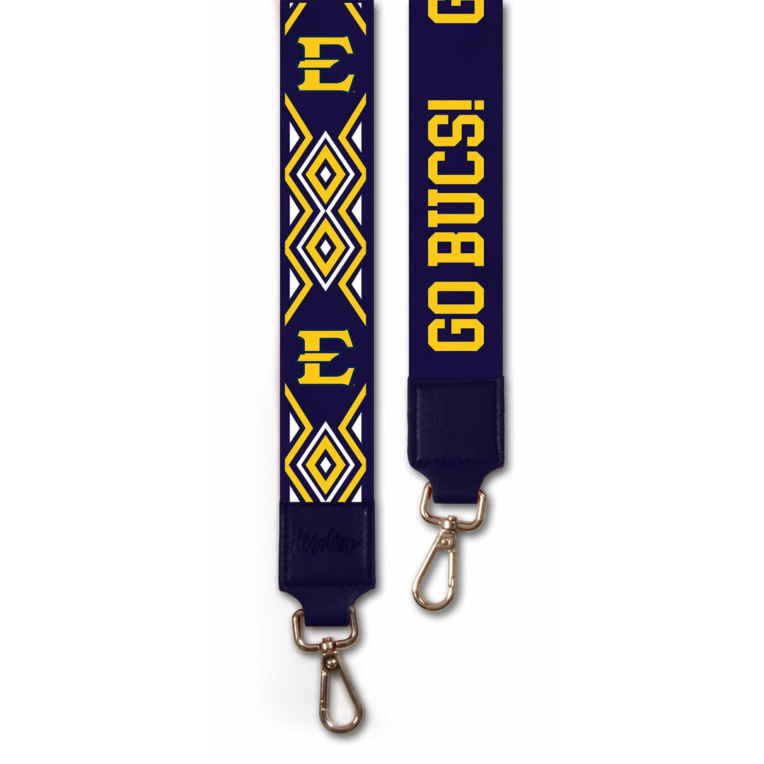 Desden Purse Strap East Tennessee State purse strap in Navy and Gold by Desden - 2" wide purse removable ptrap