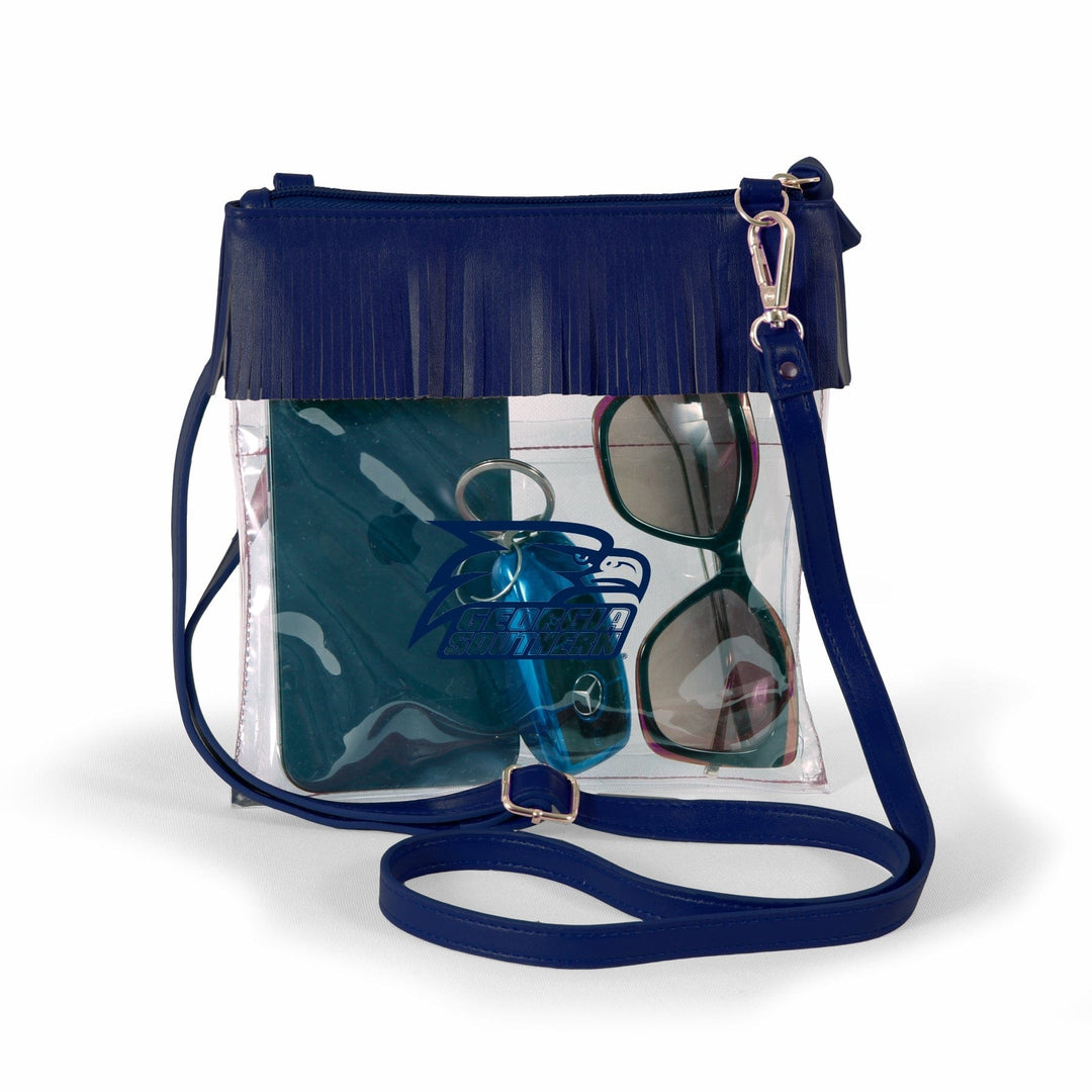 Desden Crossbody Georgia Southern Clear crossbody with fringe by Desden