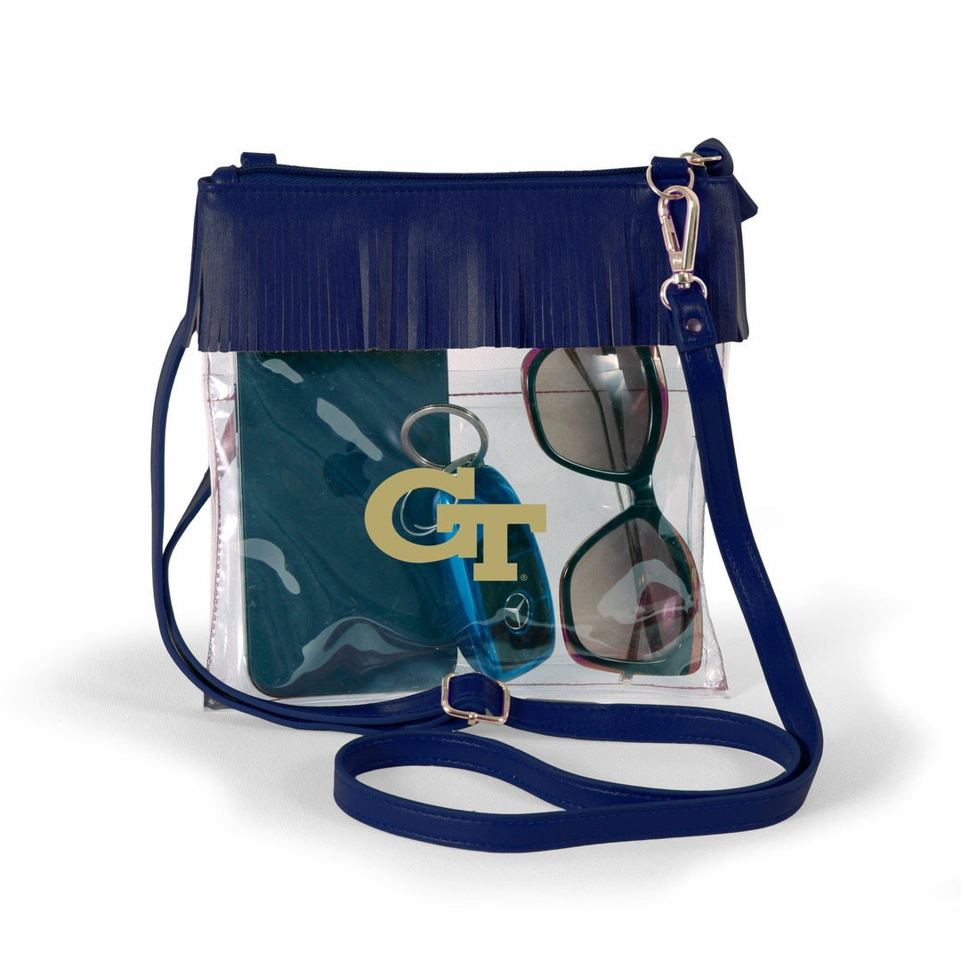 Desden Crossbody Georgia Tech Clear crossbody with fringe by Desden