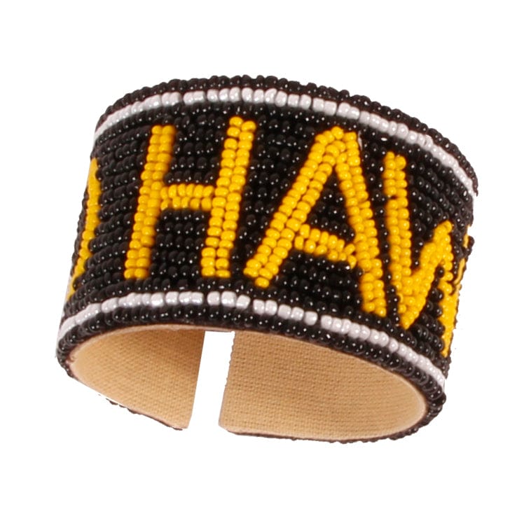Desden Beaded Cuff Iowa Go Hawks Beaded Cuff in Black and Gold by Desden