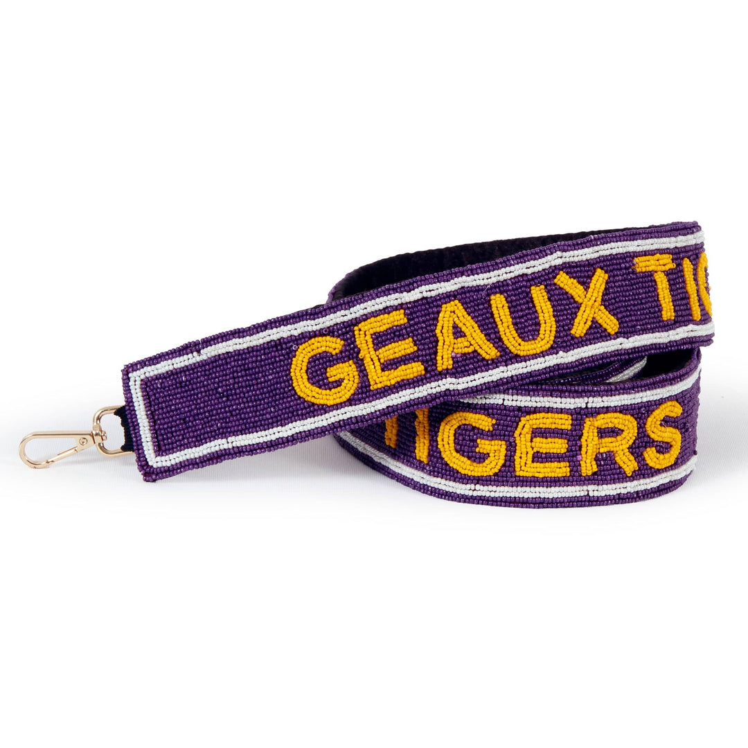 Desden Strap LSU Geaux Tigers Beaded Purse Strap in Purple and Gold by Desden