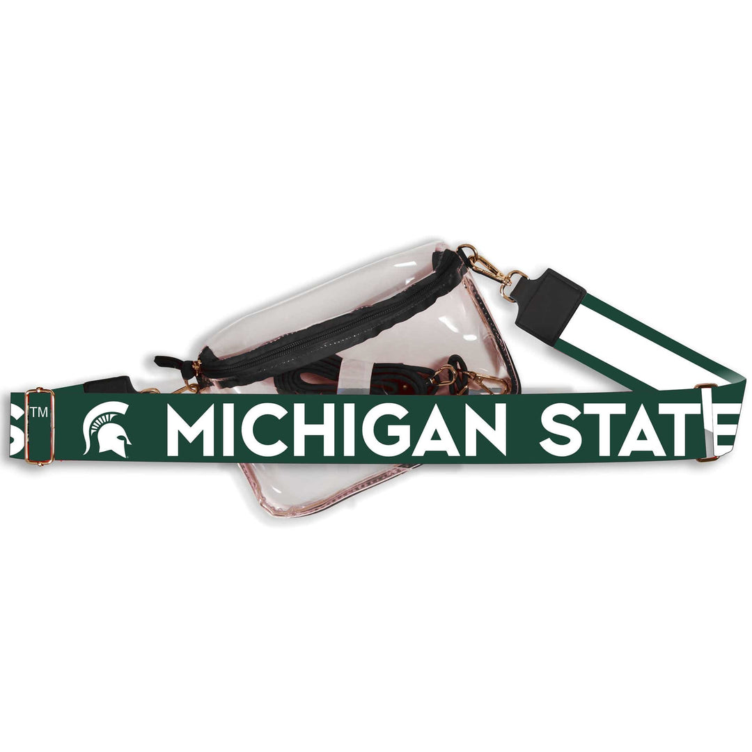 Desden Michigan State Hailey Clear Sling Bag with Logo Strap by Desden