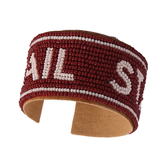 Desden Beaded Cuff Mississippi State Hail State Beaded Cuff in Maroon and White by Desden