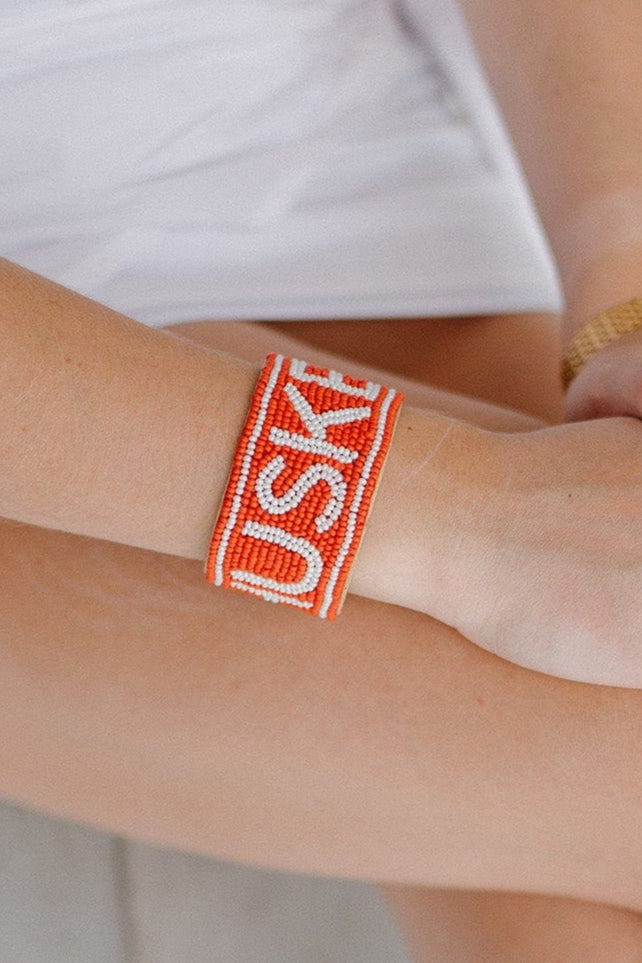 Desden Beaded Cuff Nebraska Huskers Beaded Cuff in Red and White by Desden