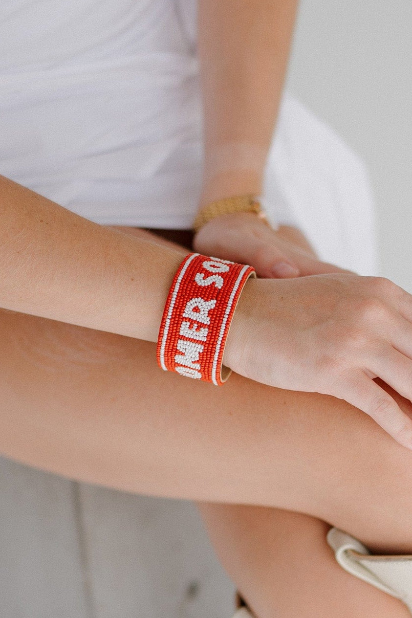 Desden Beaded Cuff Oklahoma OU Sooners Beaded Cuff in Crimson and White by Desden
