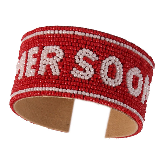 Desden Beaded Cuff Oklahoma OU Sooners Beaded Cuff in Crimson and White by Desden