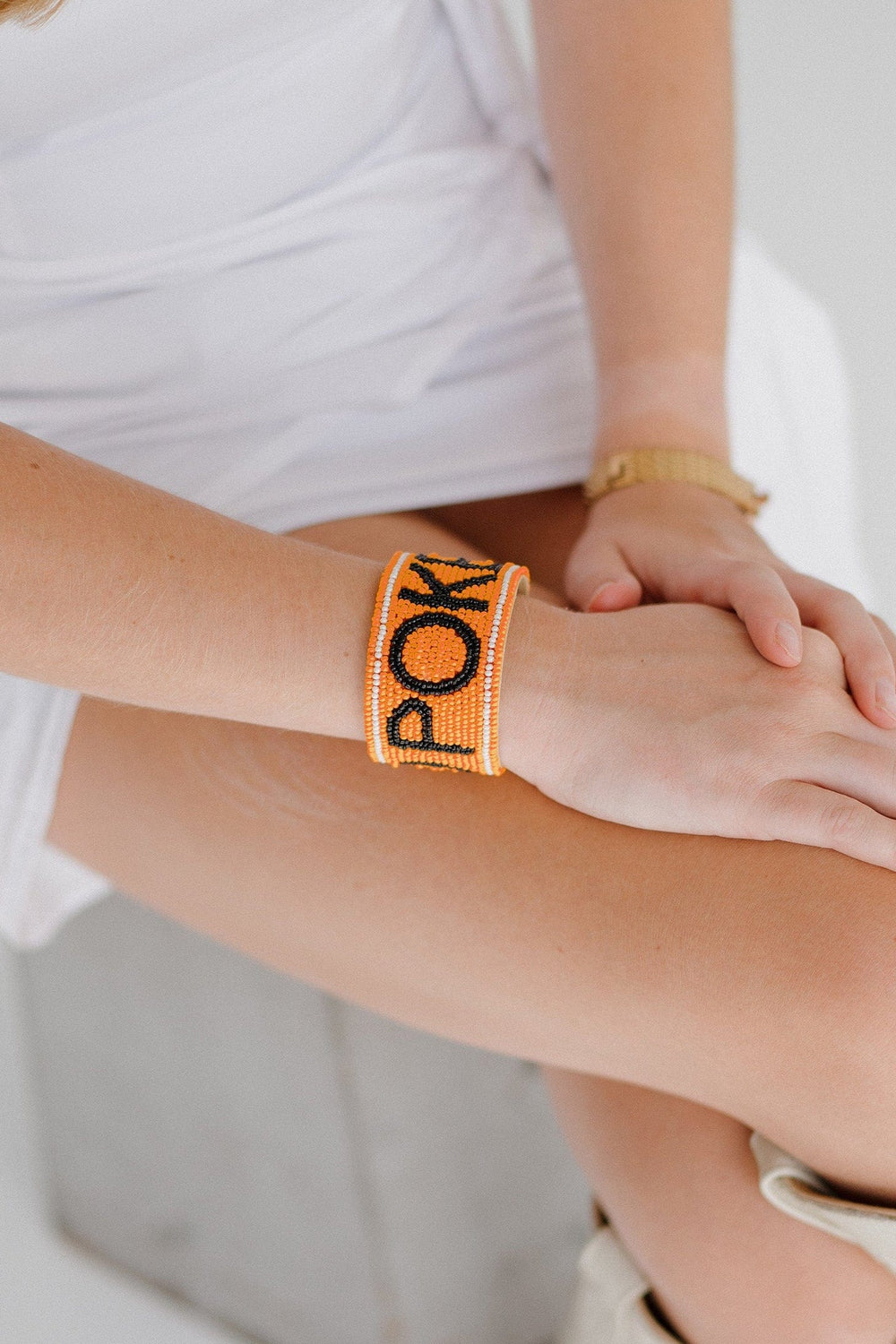 Desden Beaded Cuff Oklahoma State OSU Cowboys Beaded Cuff in Orange and Black by Desden