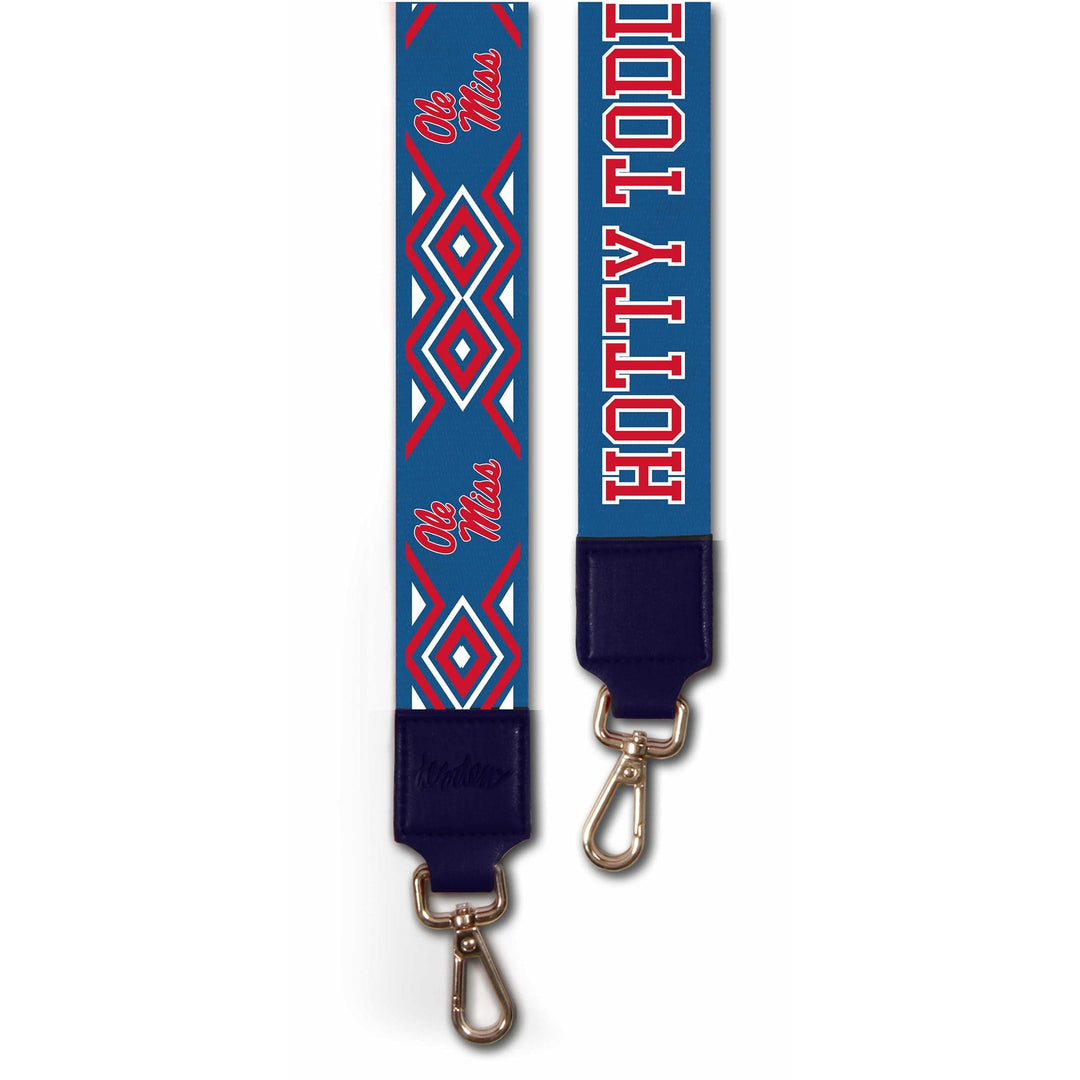 Desden Purse Strap Ole Miss Hotty Toddy Red and Blue Custom Printed Purse Strap by Desden - Wide Guitar Strap Style