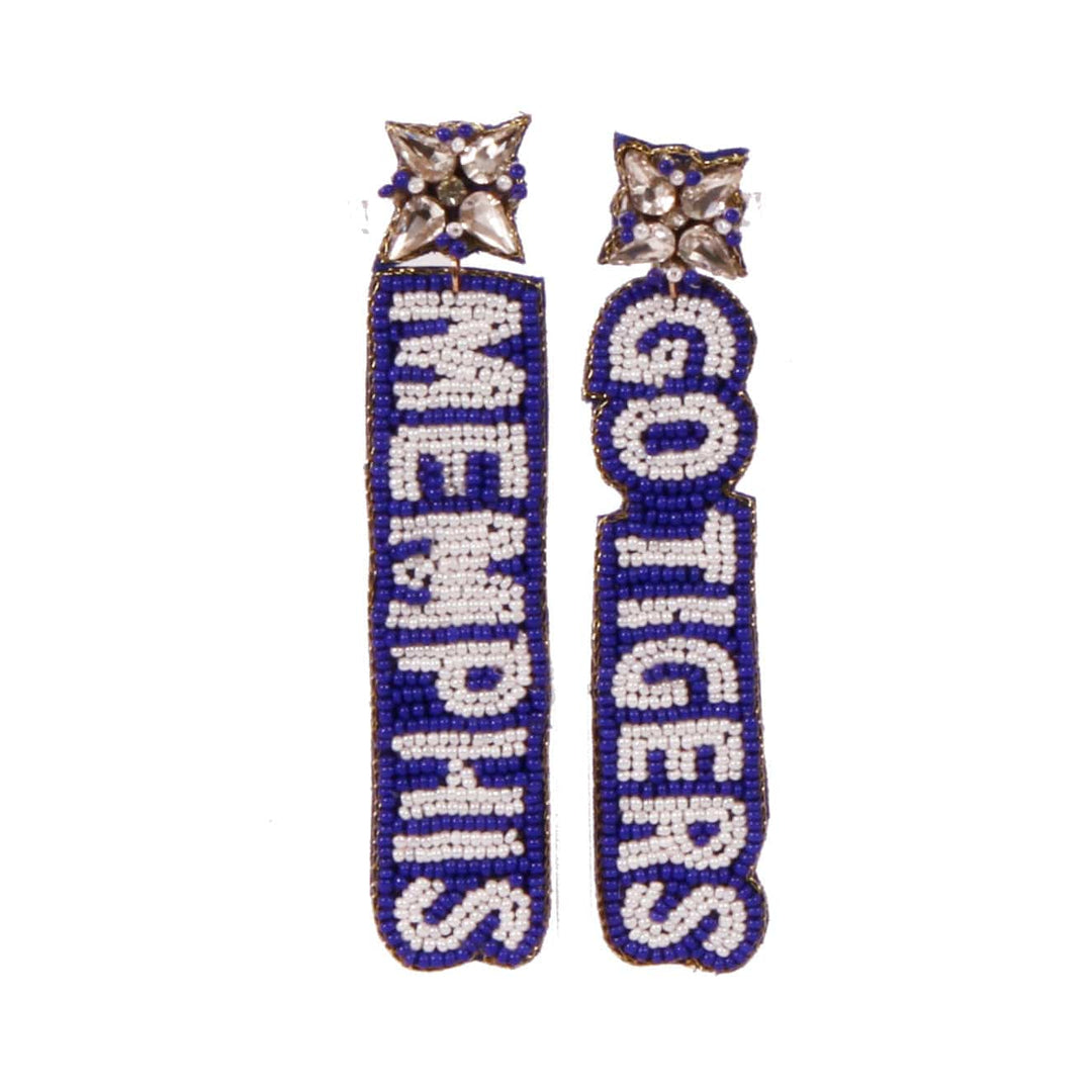 Desden Earrings PRE ORDER FOR SPRING DELIVERY 😀 Memphis Tigers Beaded Earrings in Royal and White by Desden