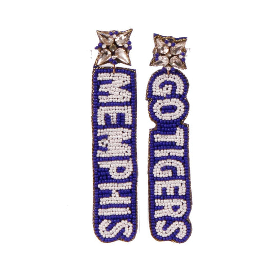 Desden Earrings PRE ORDER FOR SPRING DELIVERY 😀 Memphis Tigers Beaded Earrings in Royal and White by Desden