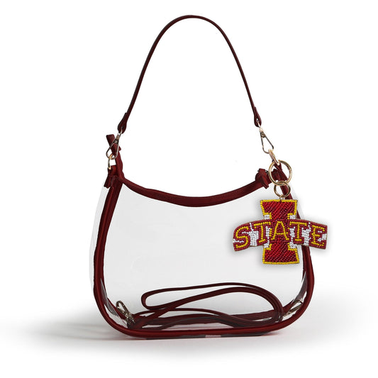 Iowa State Cyclones Sara Clear Purse with Beaded Charm, stadium-approved, officially licensed, by Desden