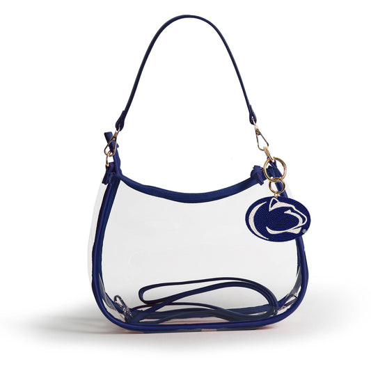 Penn State Nittany Lions Sara Clear Purse with Beaded Charm, stadium-approved, officially licensed, by Desden