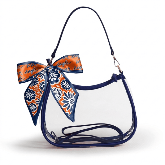 Auburn Tigers Sara Clear Purse with Skinny Scarf, stadium-approved, officially licensed, by Desden