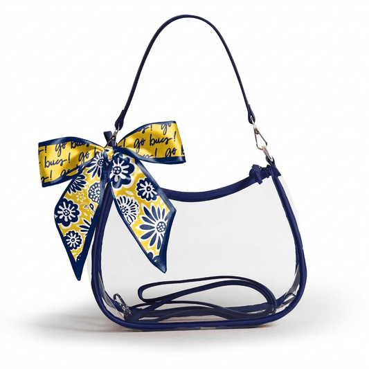 ETSU Buccaneers Sara Clear Purse with Skinny Scarf, stadium-approved, officially licensed, by Desden