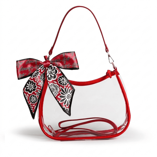 Georgia Bulldogs Sara Clear Purse with Skinny Scarf, stadium-approved, officially licensed, by Desden