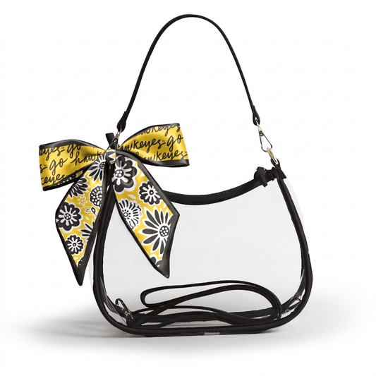 Iowa Hawkeyes Sara Clear Purse with Skinny Scarf, stadium-approved, officially licensed, by Desden
