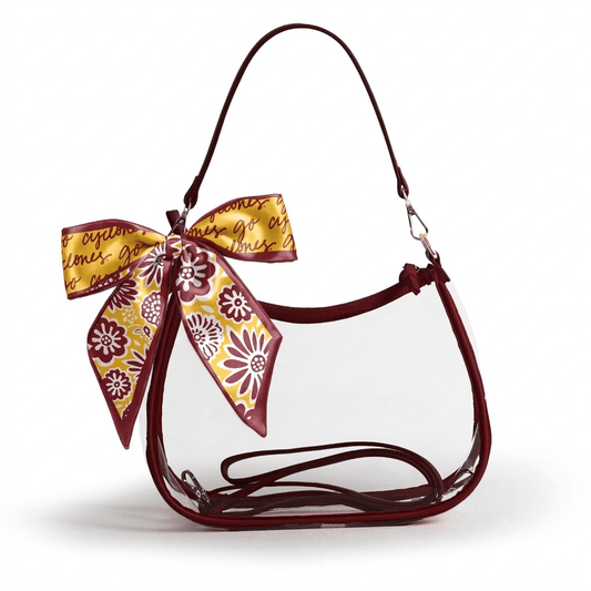 Iowa State Cyclones Sara Clear Purse with Skinny Scarf, stadium-approved, officially licensed, by Desden