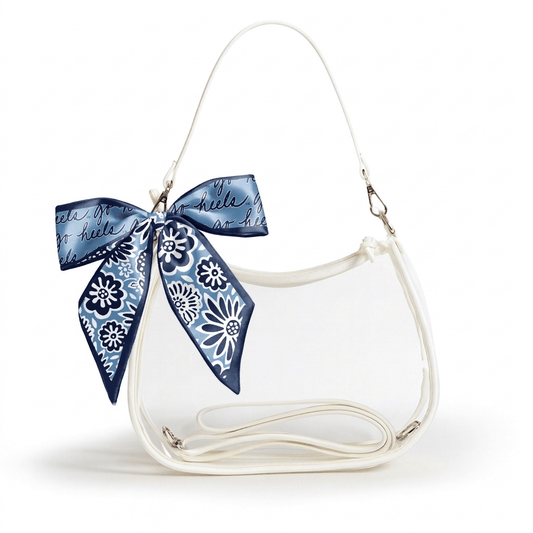 North Carolina Tar Heels Sara Clear Purse with Skinny Scarf, stadium-approved, officially licensed, by Desden