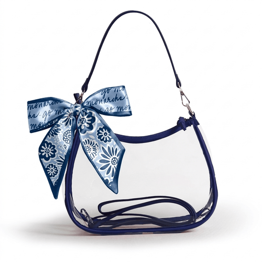 Old Dominion Monarchs Sara Clear Purse with Skinny Scarf, stadium-approved, officially licensed, by Desden