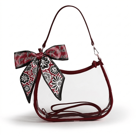 South Carolina Gamecocks Sara Clear Purse with Skinny Scarf, stadium-approved, officially licensed, by Desden