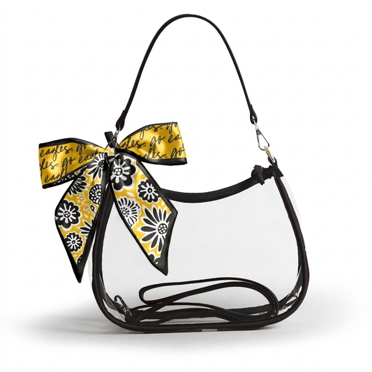 Southern Miss Golden Eagles Sara Clear Purse with Skinny Scarf, stadium-approved, officially licensed, by Desden