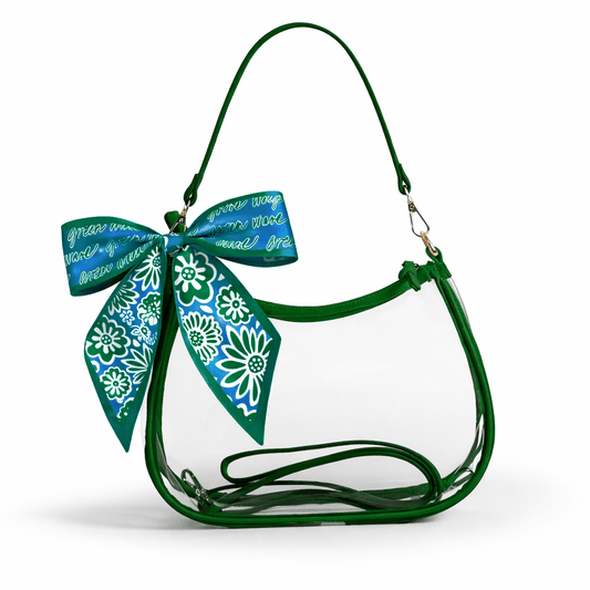 Tulane Green Wave Sara Clear Purse with Skinny Scarf, stadium-approved, officially licensed, by Desden