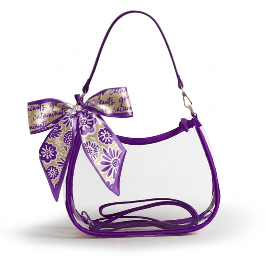 Western Carolina Catamounts Sara Clear Purse with Skinny Scarf, stadium-approved, officially licensed, by Desden