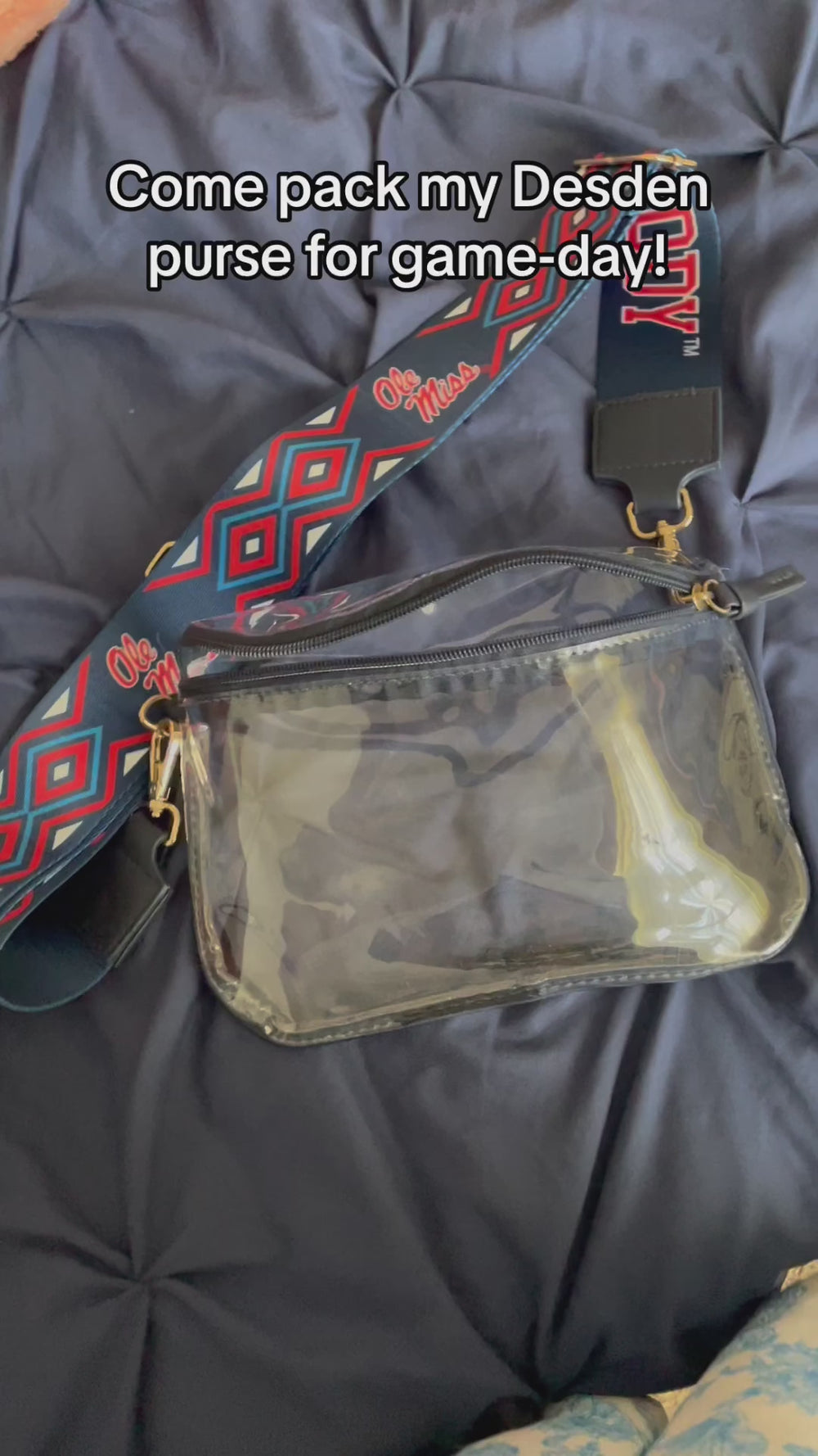 Pack my Ole Miss Clear Sling Bag with Me with Hotty Toddy Purse Strap by Desden