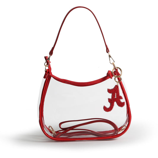 Alabama Sara Clear Purse with Beaded Charm, stadium-approved, officially licensed, by Desden