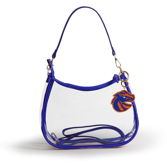 Boise State Broncos Sara Clear Purse with Beaded Charm, stadium-approved, officially licensed, by Desden