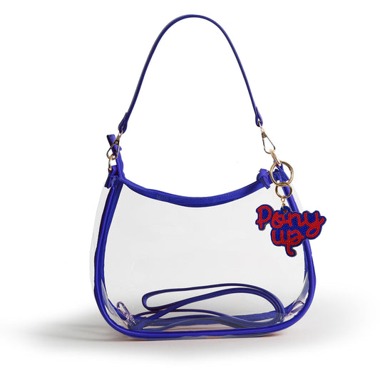 SMU Mustangs Sara Clear Purse with Beaded Charm, stadium-approved, officially licensed, by Desden