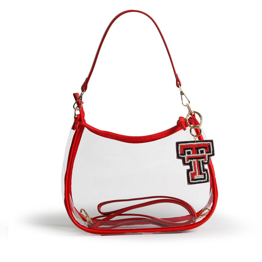Texas Tech Red Raiders Sara Clear Purse with Beaded Charm, stadium-approved, officially licensed, by Desden