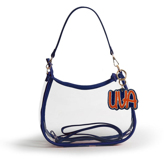 Virginia Cavaliers Sara Clear Purse with Beaded Charm, stadium-approved, officially licensed, by Desden