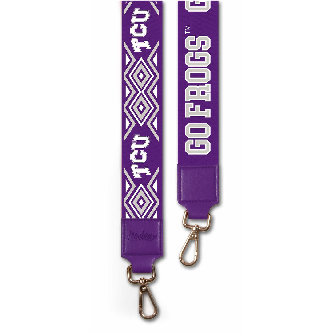Desden Purse TCU Purse Strap - Custom Printed Wide Purse Strap in Purple and White by Desden