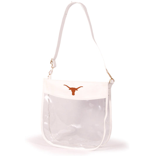 Texas Kate Large Clear Purse with Zipper in White, stadium-approved, officially licensed, by Desden