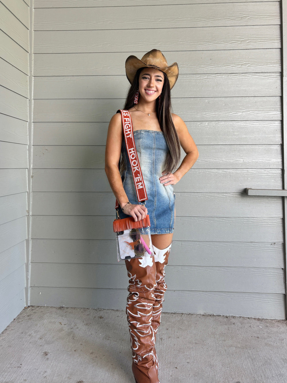 Desden Crossbody Texas Longhorns Clear crossbody with fringe by Desden